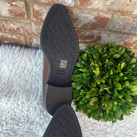 COACH Bowery Leather Beadchain Chelsea Brown Walnut Booties Size 6 - Picture 8 of 10